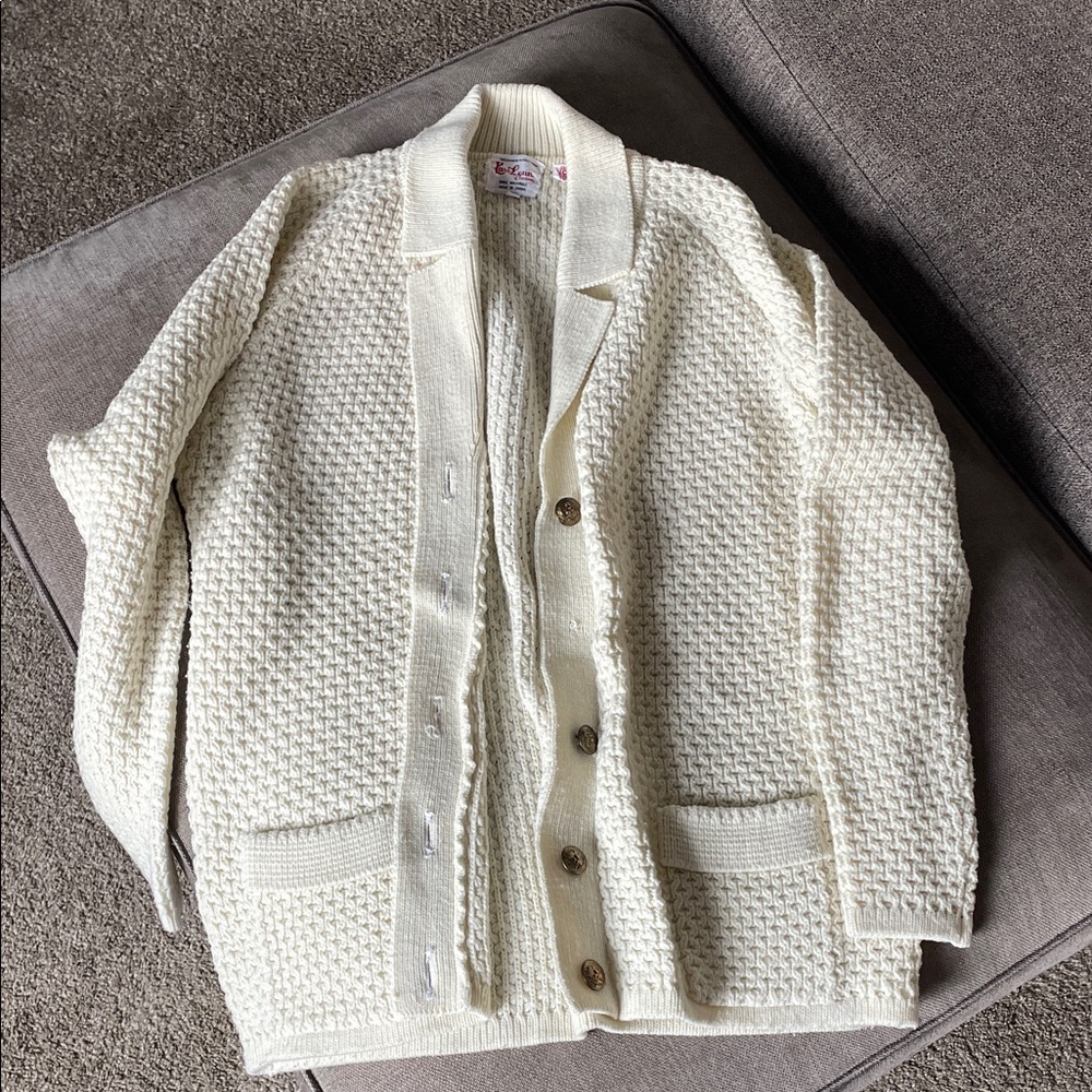 Men's Cream Cardigan Sweater